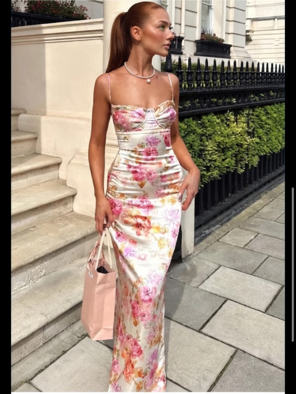 HOUSE OF CB 'Josefina' Ivory Floral Maxi Dress/XSmall-US2-4 $239